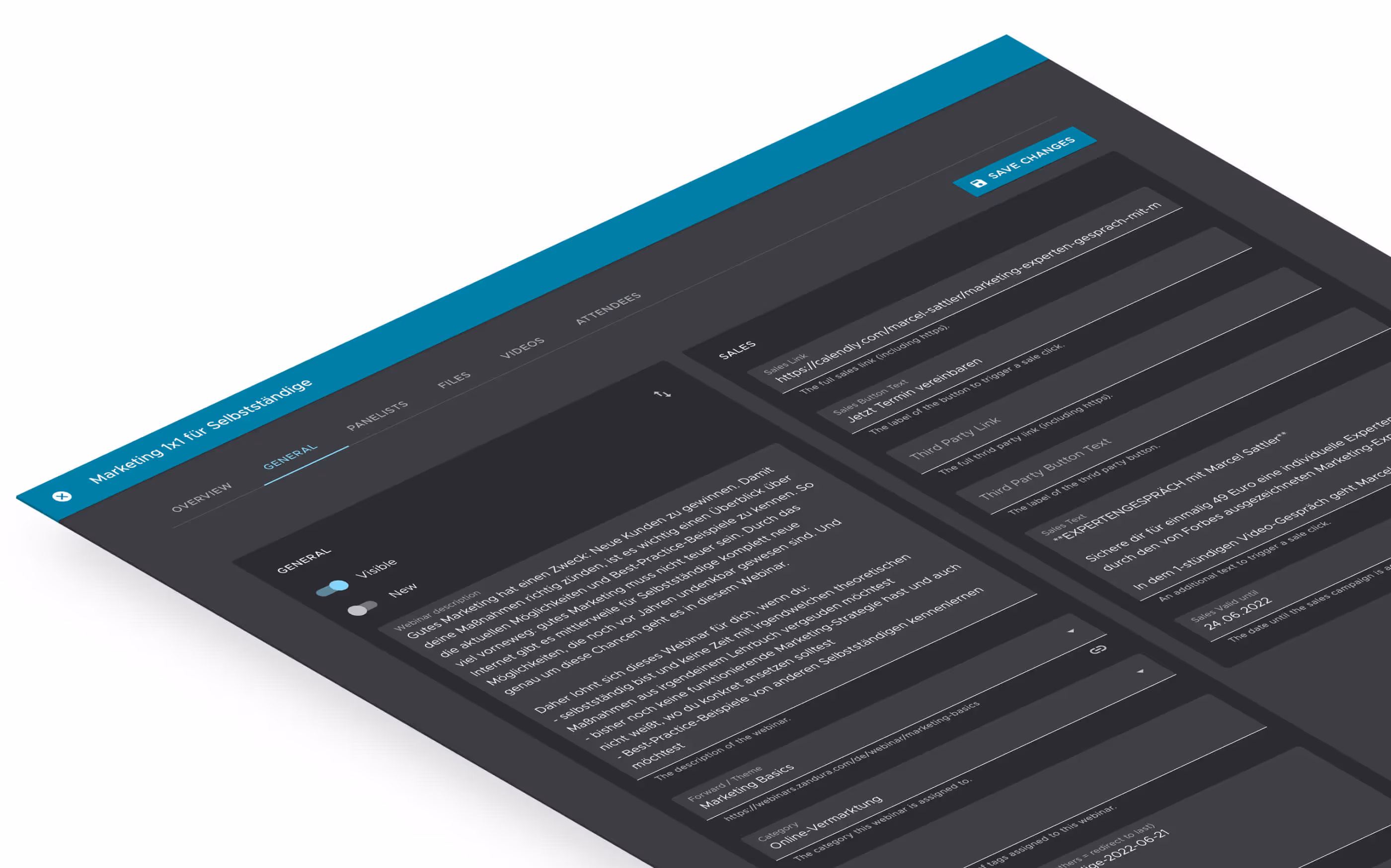 Zandura Backend CMS shows how to easily create flexible content using a screenshot