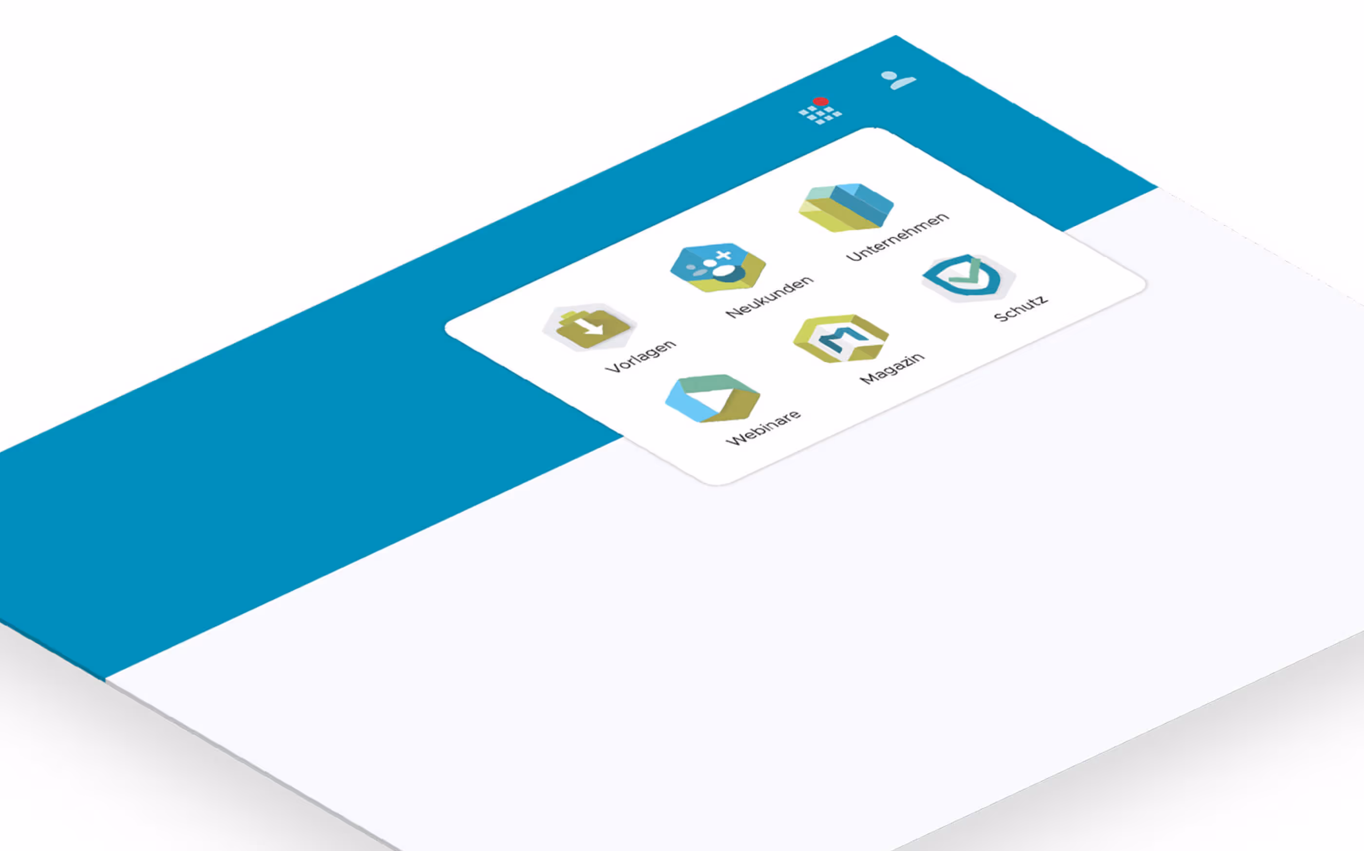 Section of the navigation shows a modal with different Zandura apps