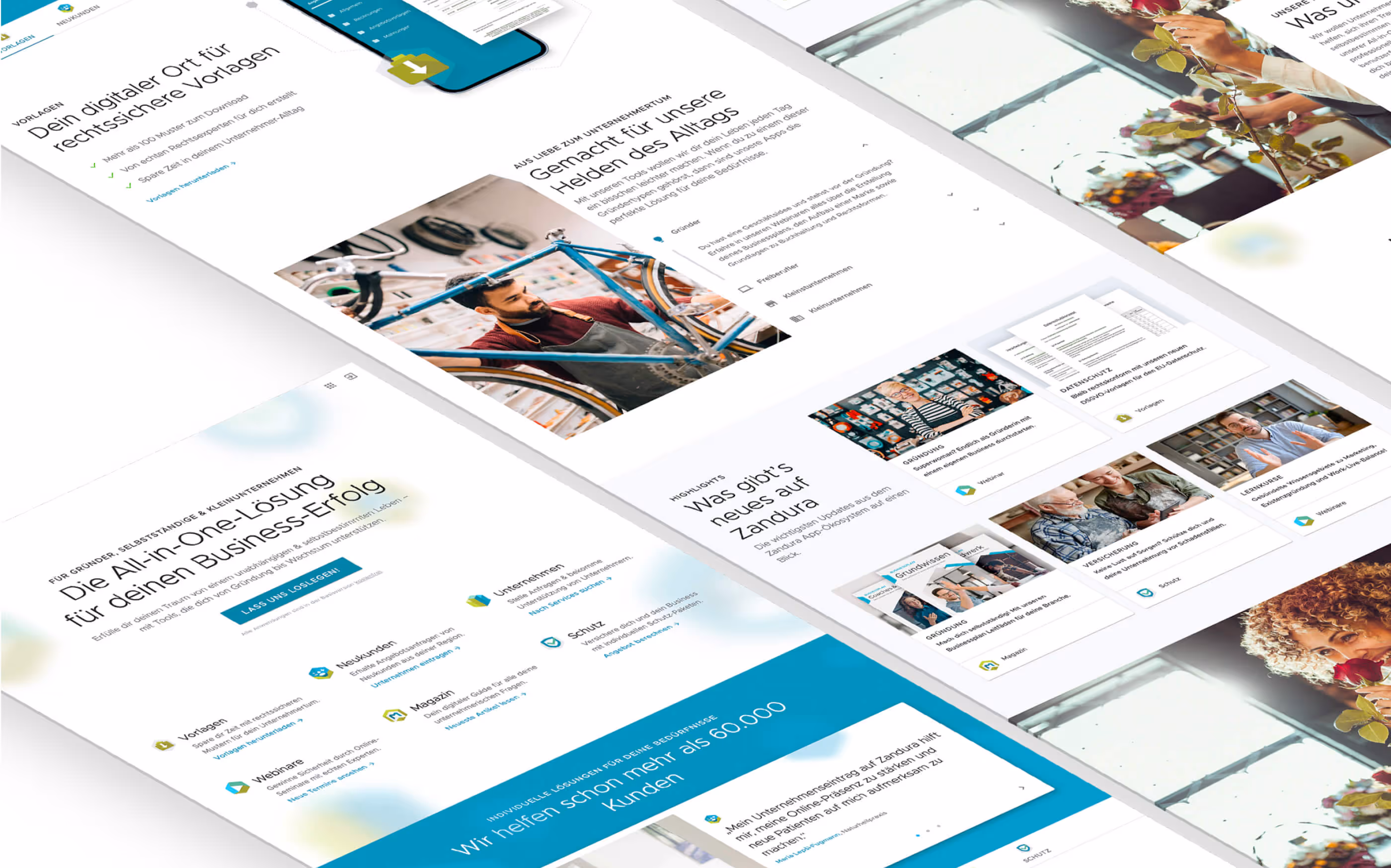 Excerpt from the homepage design