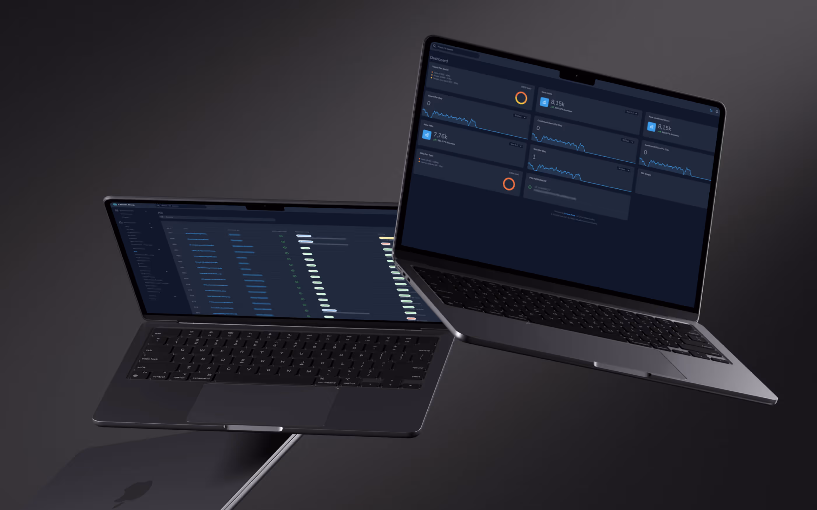 2 laptops show the web3register backend