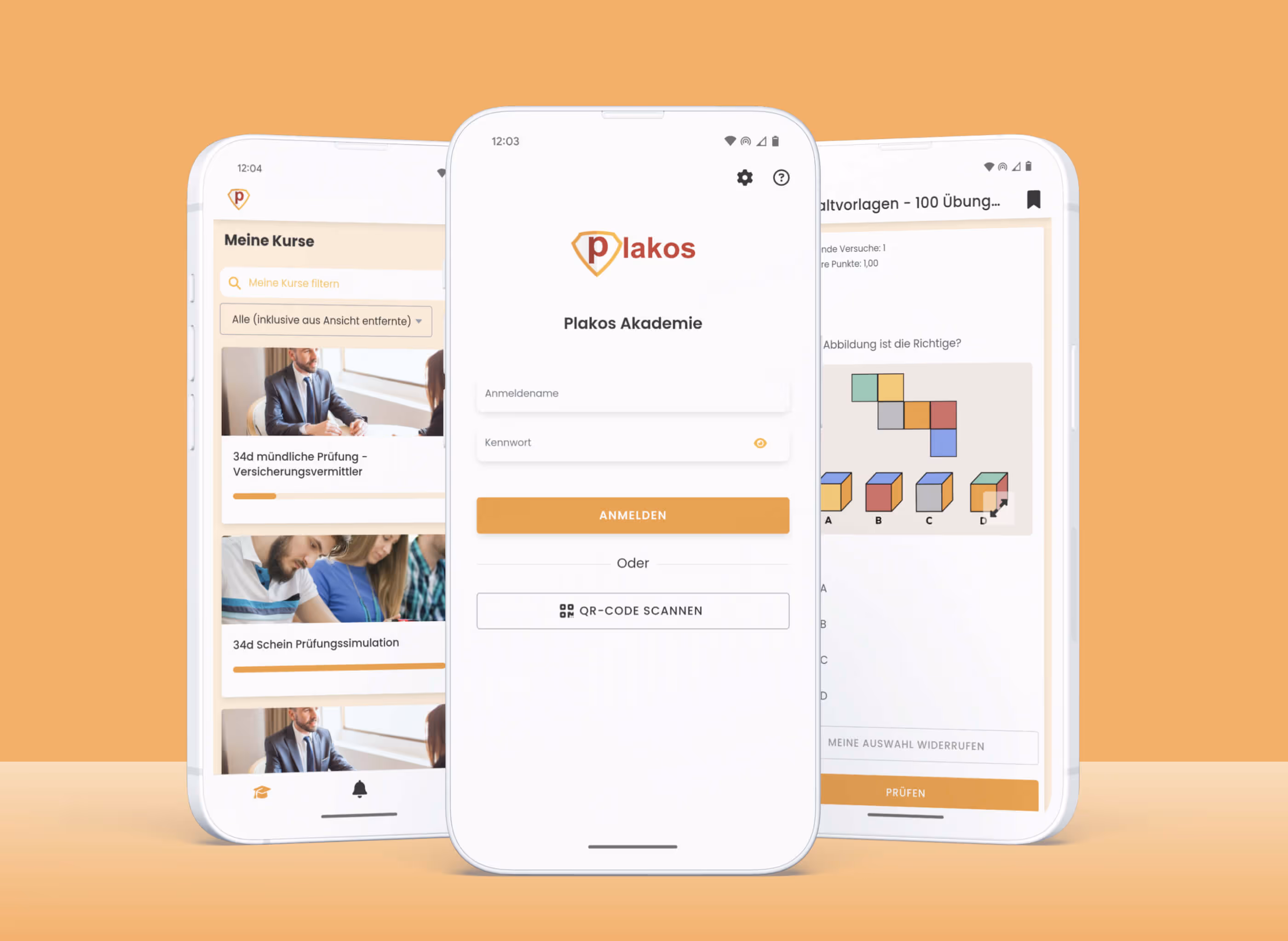 Lohin screen for the Plakos app to prepare for the recruitment test and exams