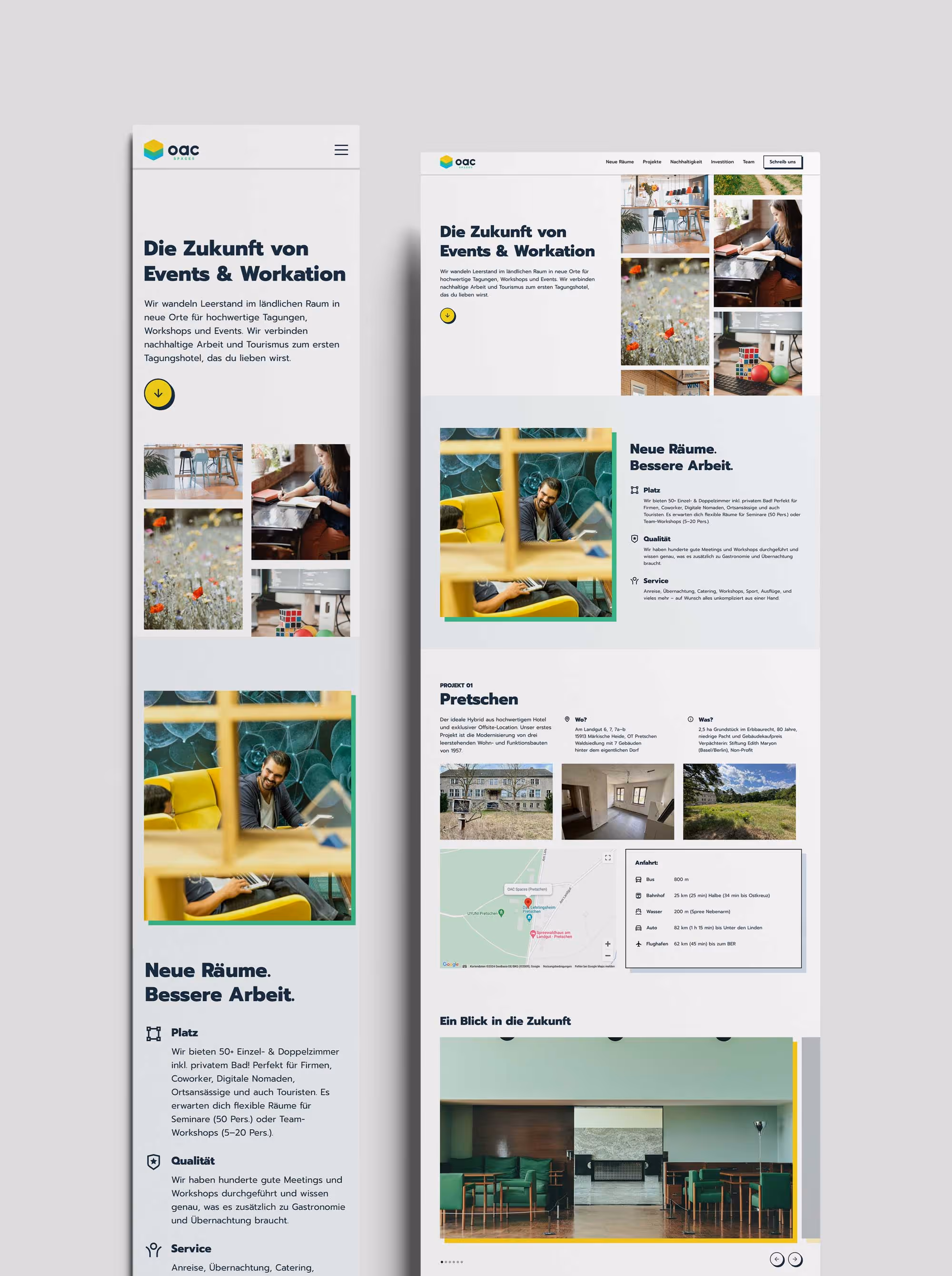 Mockup of the homepage for OAC Spaces