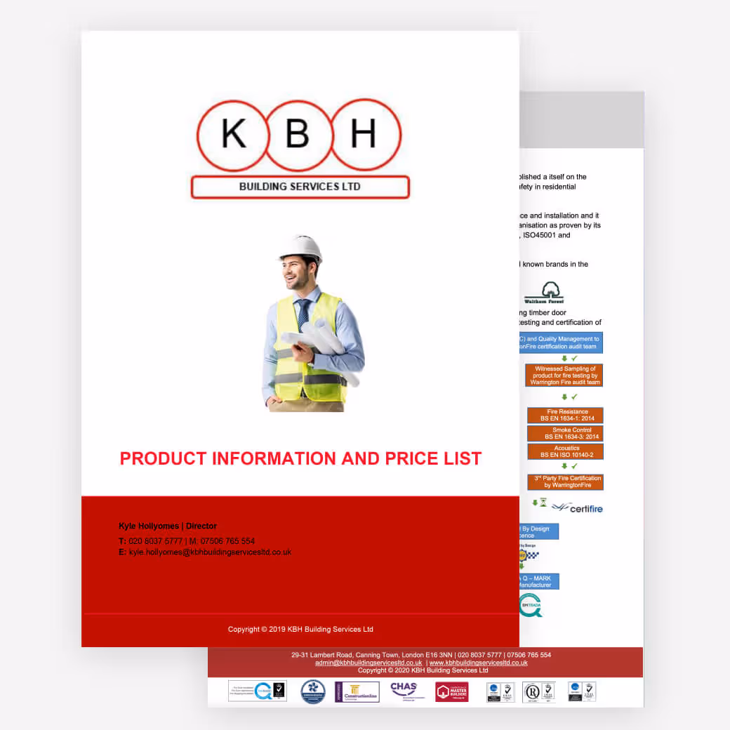 KBH product list and price list