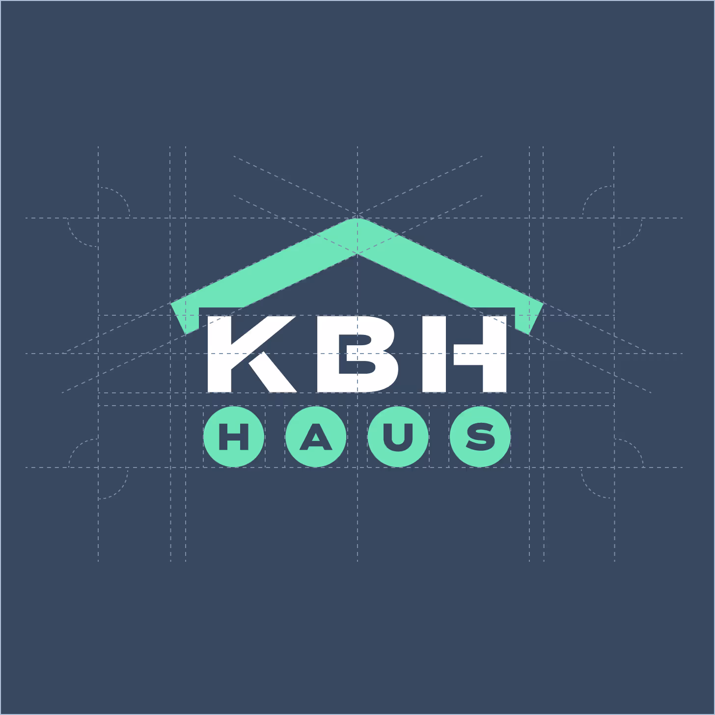 The new KBH house logo with construction lines on a navy blue background