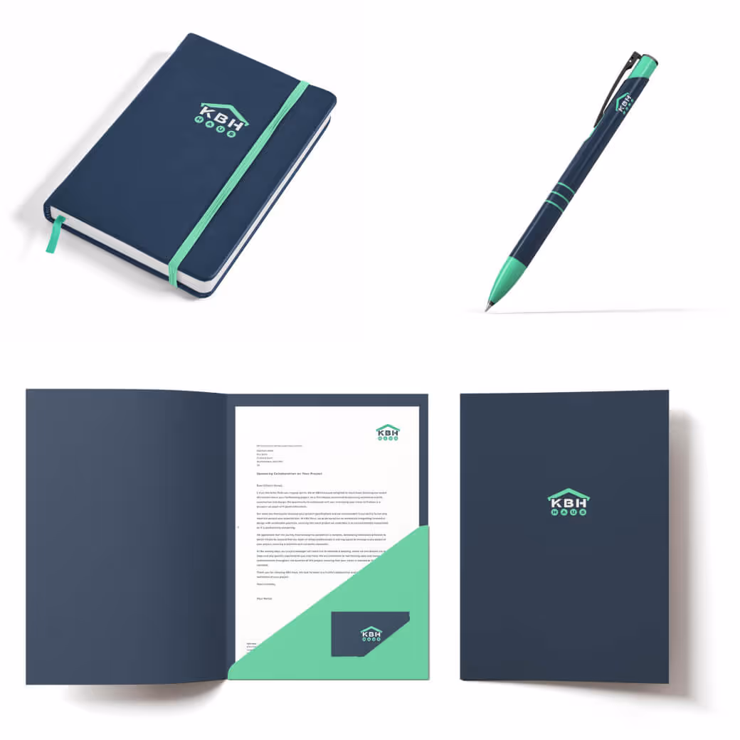 Moleskine book, pen and presentation folder