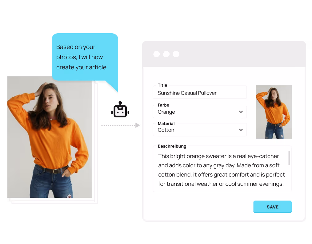 An uploaded photo uses artificial intelligence to generate your item description