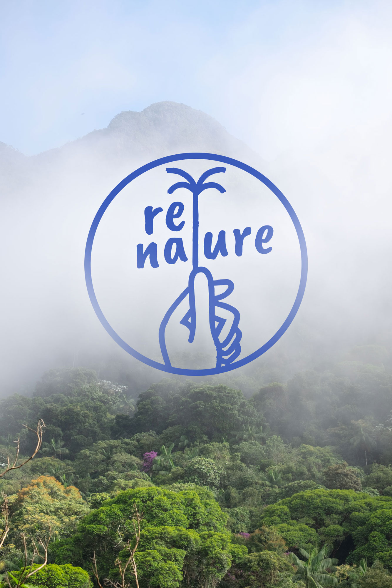 renature logo on top of a photo of a mountain