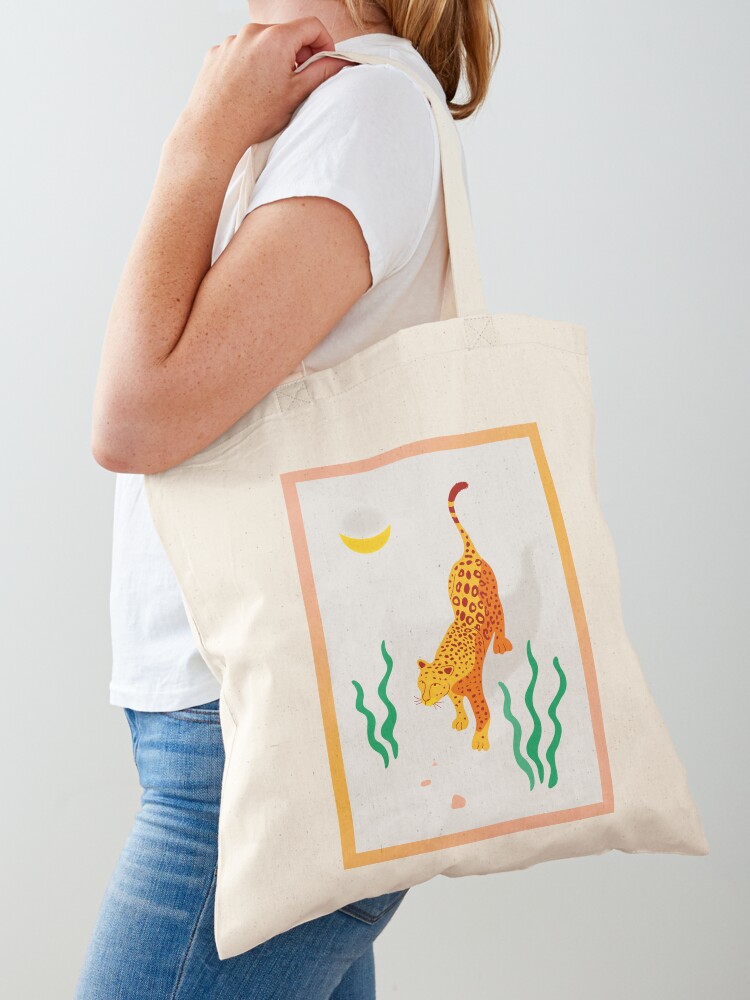 jaguar and moon illustration as bag
