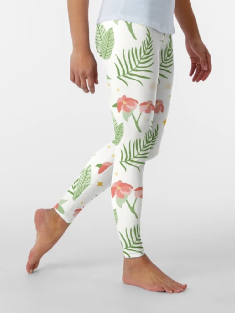 woman with rose pattern leggins