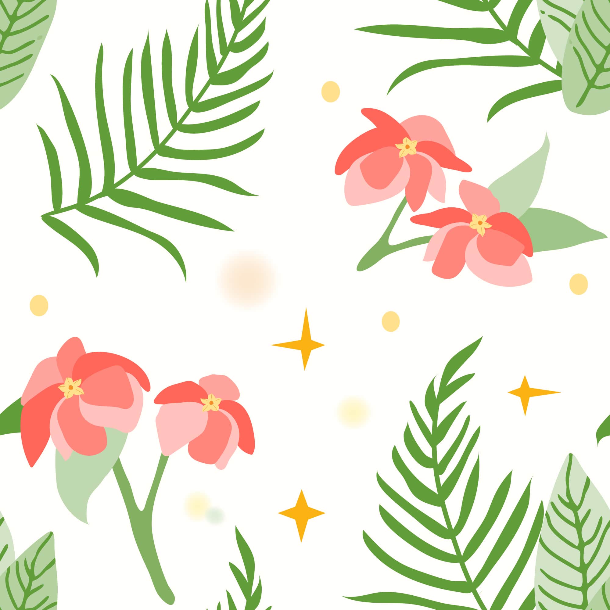 flower and palm tree leaves pattern