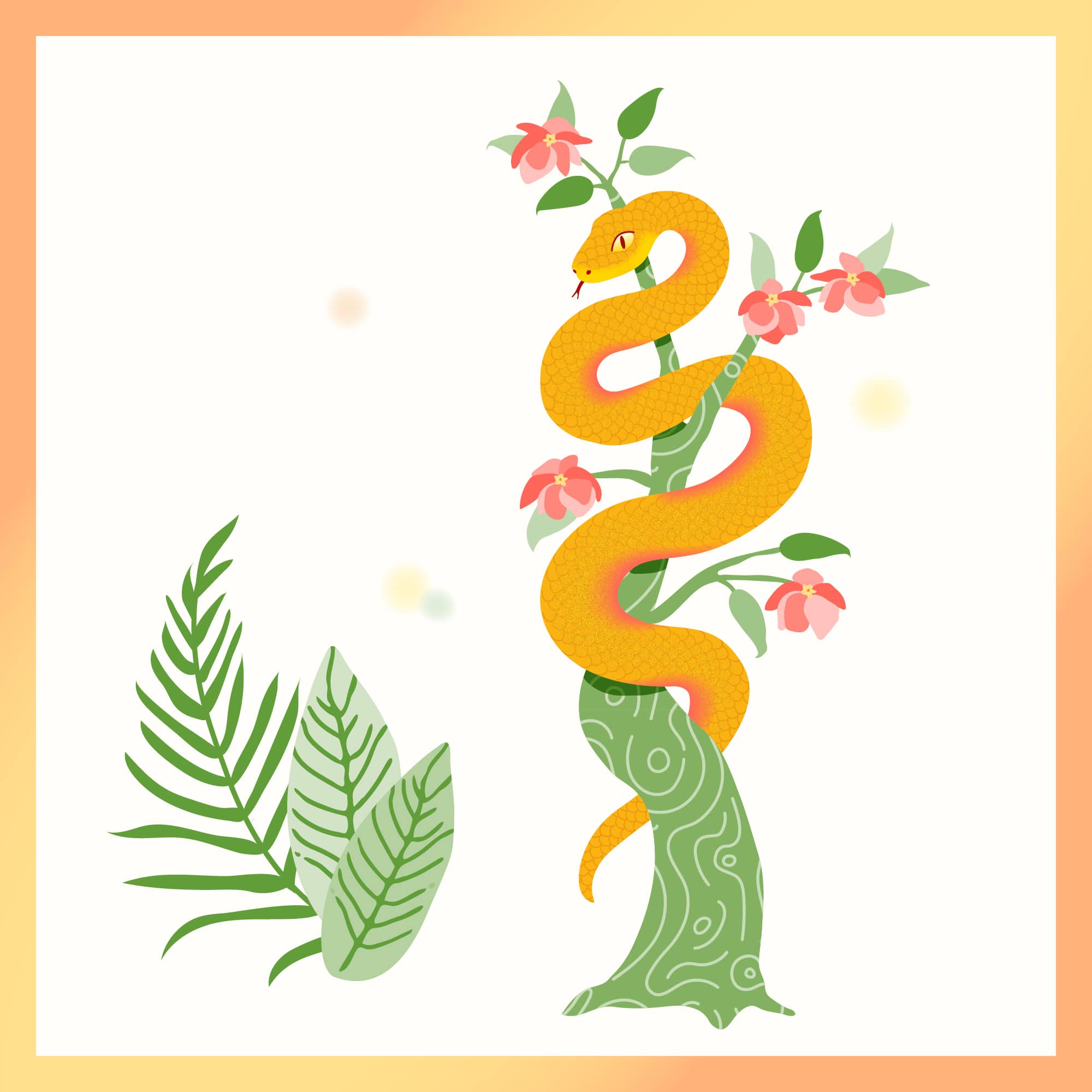 snake in a tree illustration 