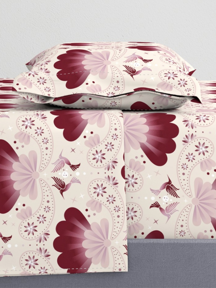 hummingbird and paisley cherry red sheet set