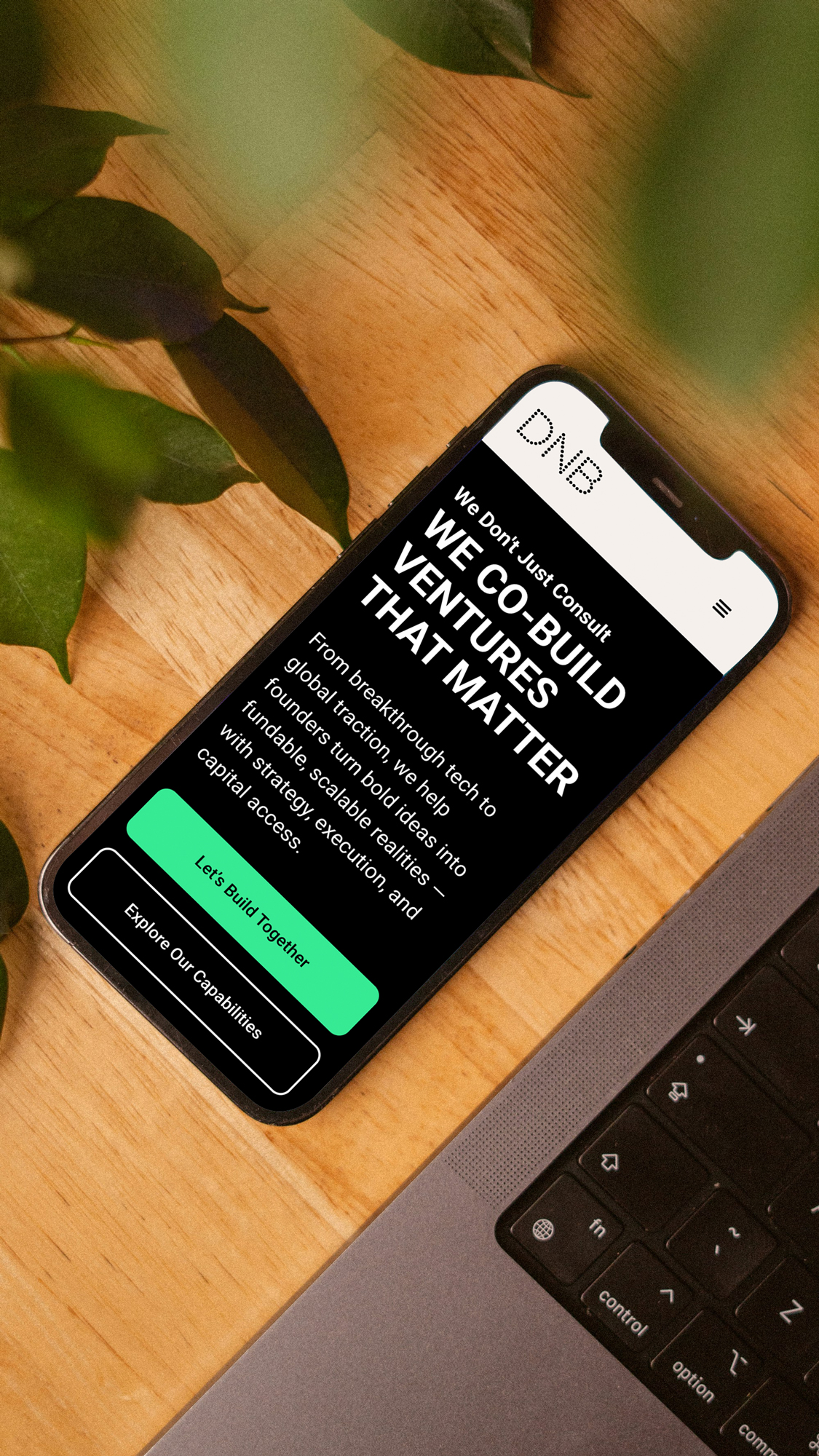 phone mockup with website dotsnbridges
