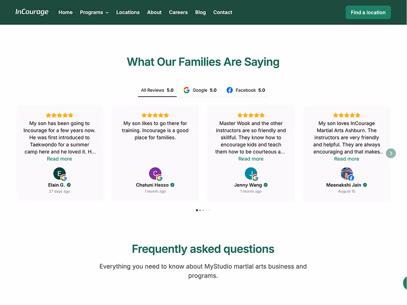 Reviews - MyStudio website pro