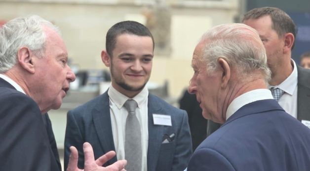 Matt Peacham meeting His Majesty King Charles III alongside John Phillips