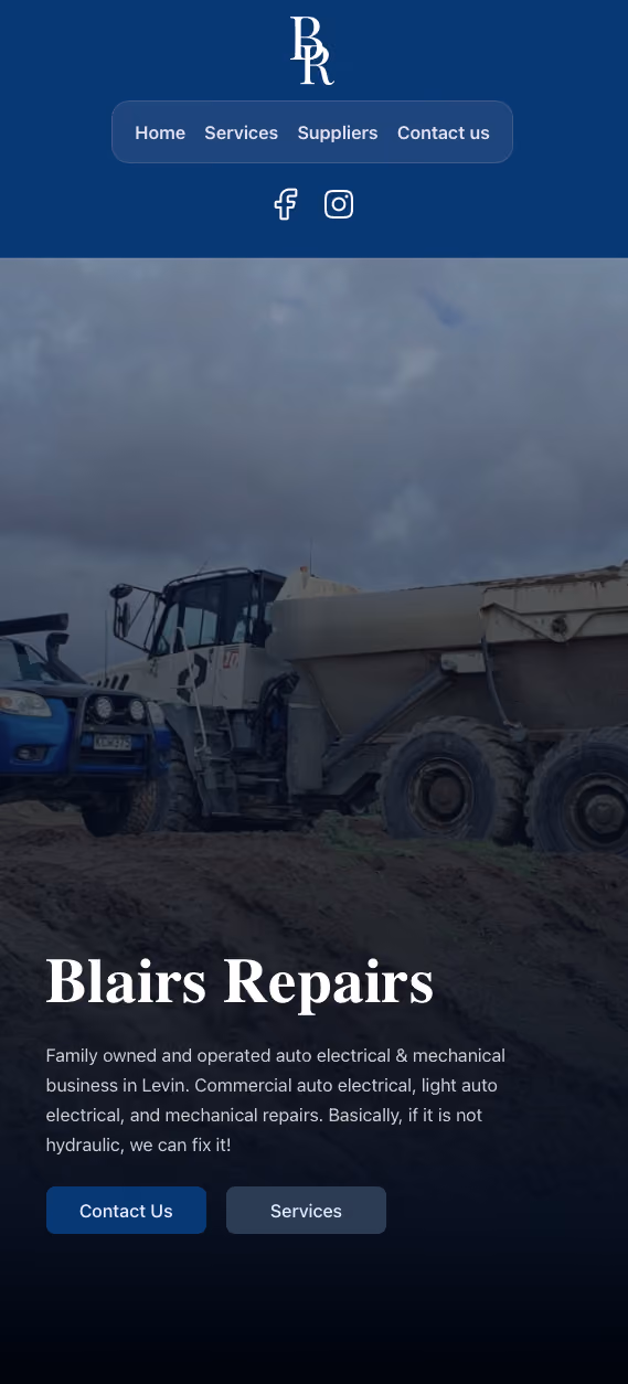 Blairs Repairs Mobile Website Preview