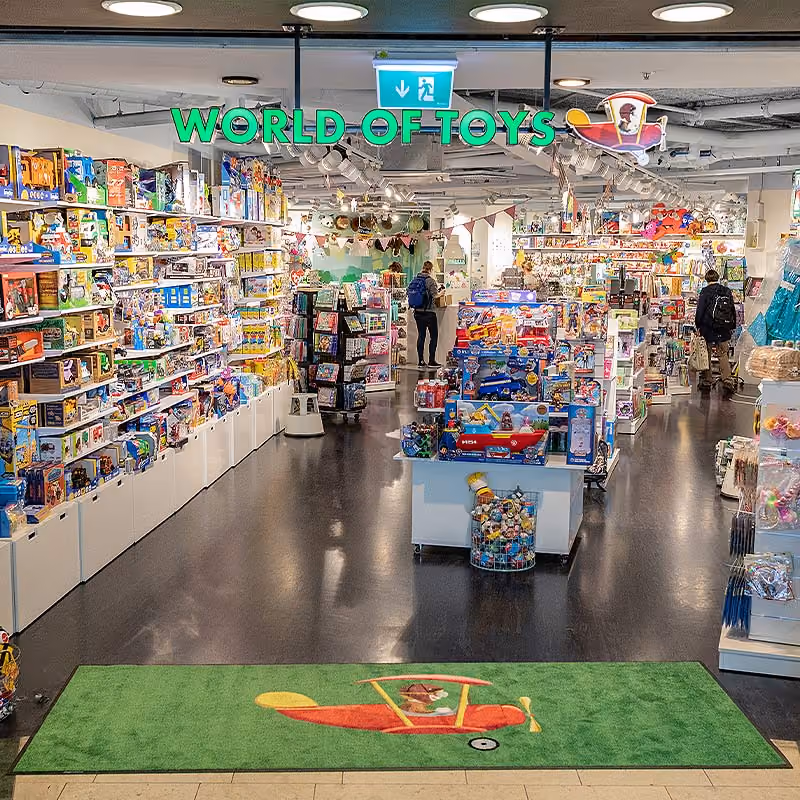 World of Toys profilmatta från Logomattan