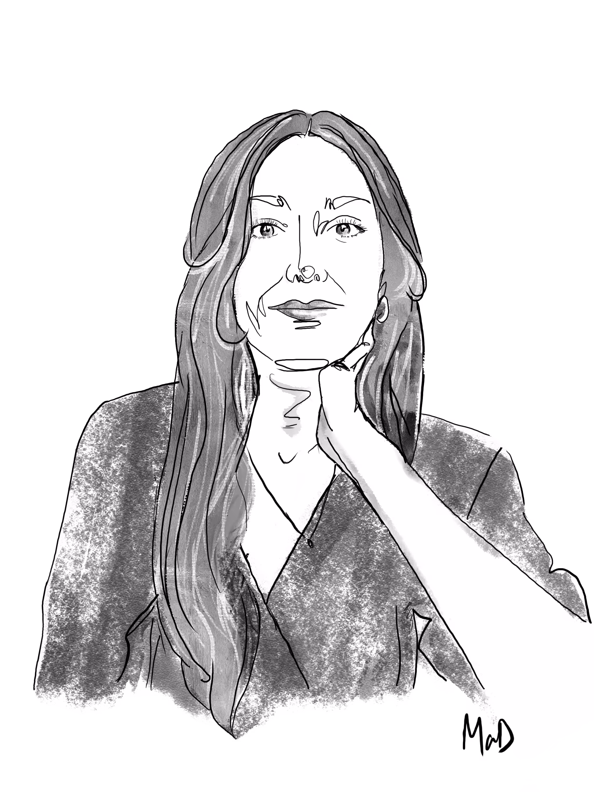 A greyscale sketch of Rachel