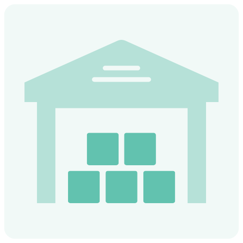 icon of turqoise warehouse