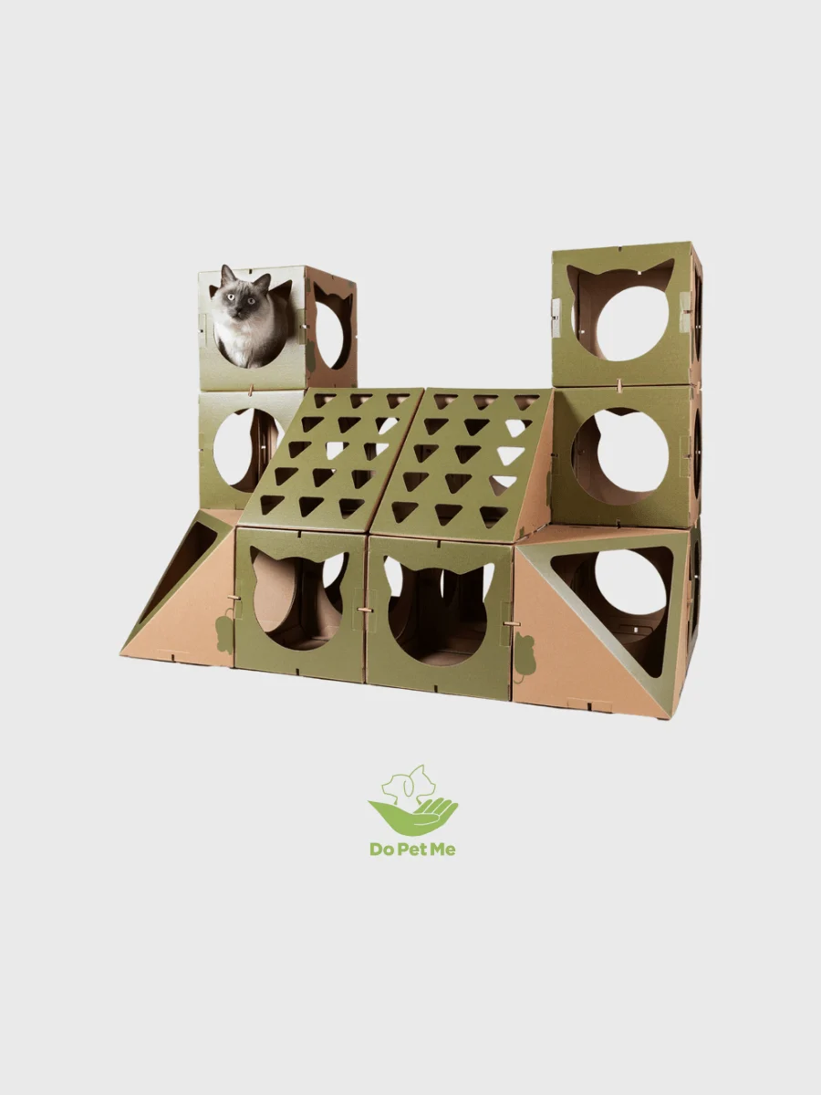 Cardboard climbing and scratching tower for cats