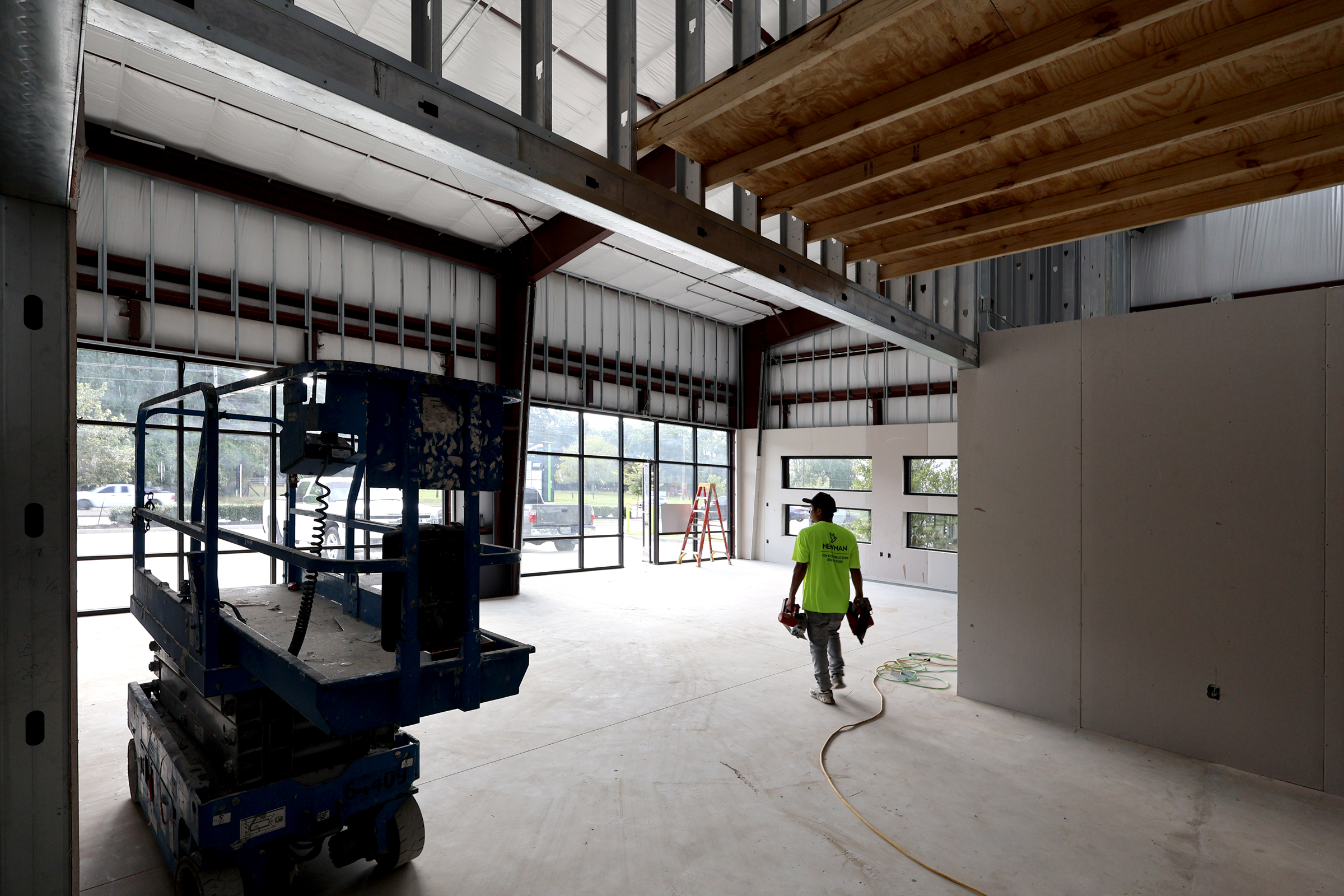 NTN Construction crew working on a commercial tenant buildout in Greater Houston