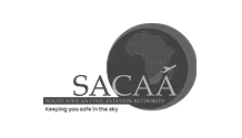 Logo of South African Civil Aviation Authority with a globe and an airplane.