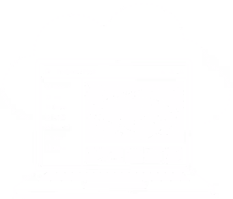 Outline of a laptop displaying a world map with cloud symbol behind it, suggesting cloud computing.