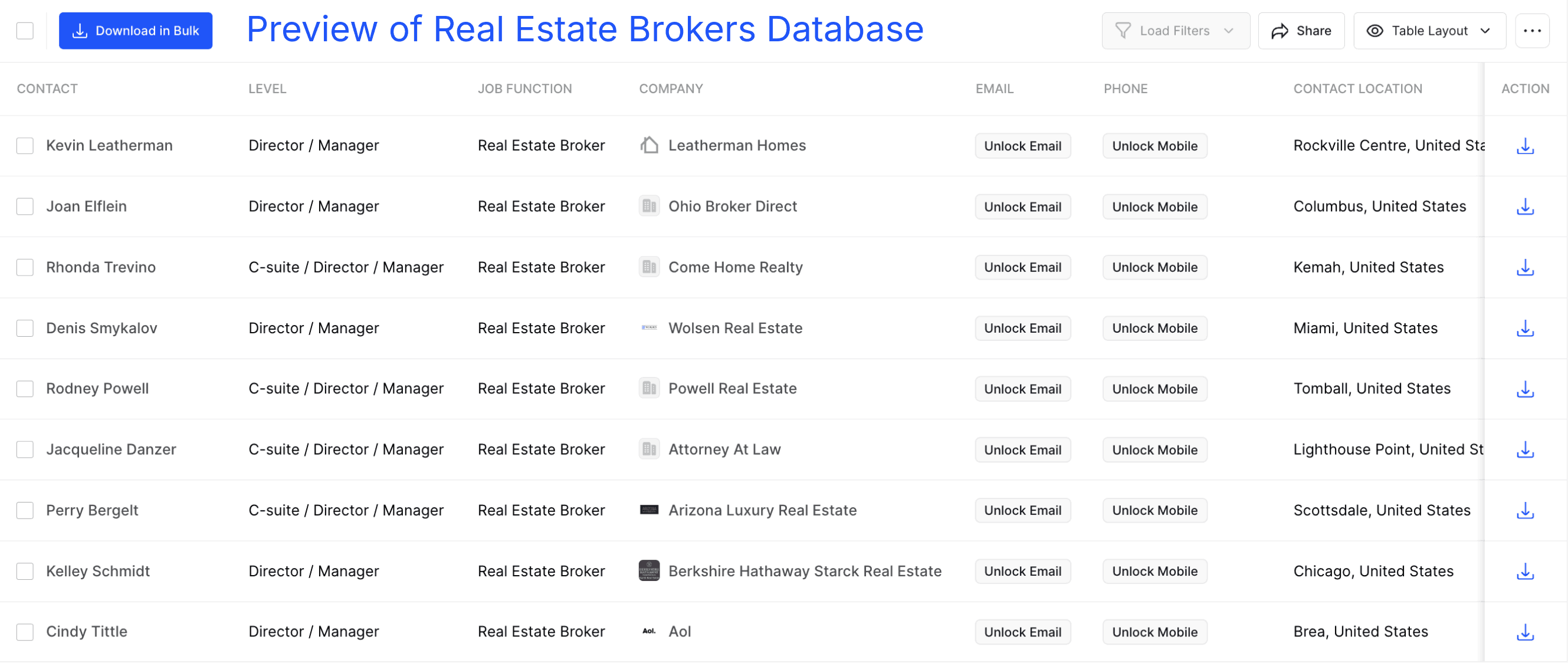 Real Estate Broker Email Contact List - 267,000 Verified Contacts