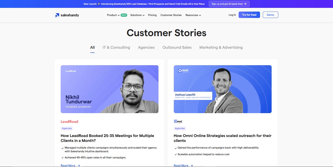 Saleshandy Customer Stories