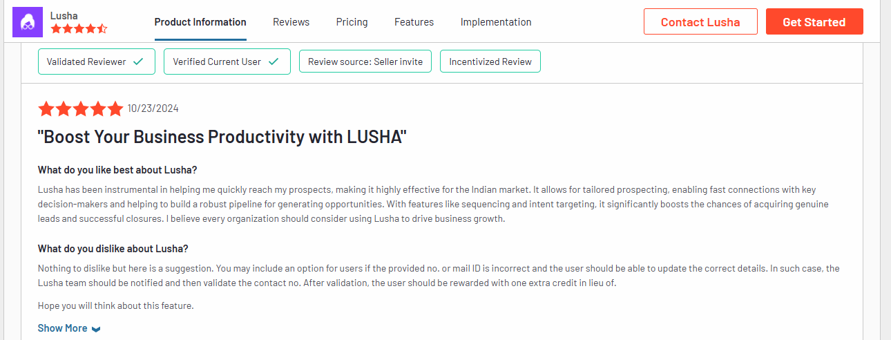 Lusha Reviews