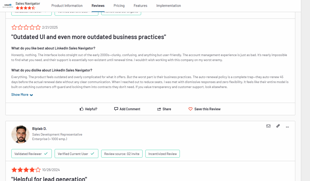 LinkedIn Sales Navigator Reviews