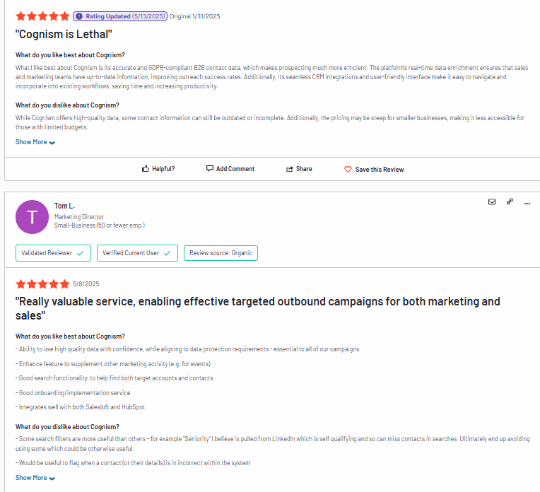 Cognism Reviews