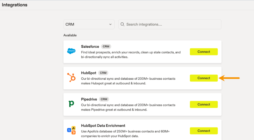 Apollo's CRM Integration