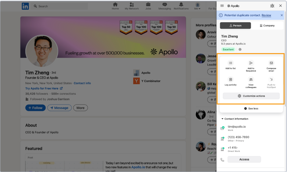 Apollo LinkedIn Integration