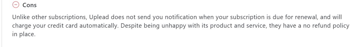 Uplead bad review: unrecognized subscription renewal