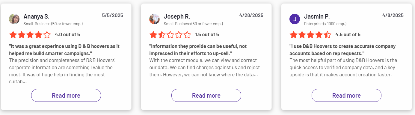 D&B Hoovers Customer Reviews