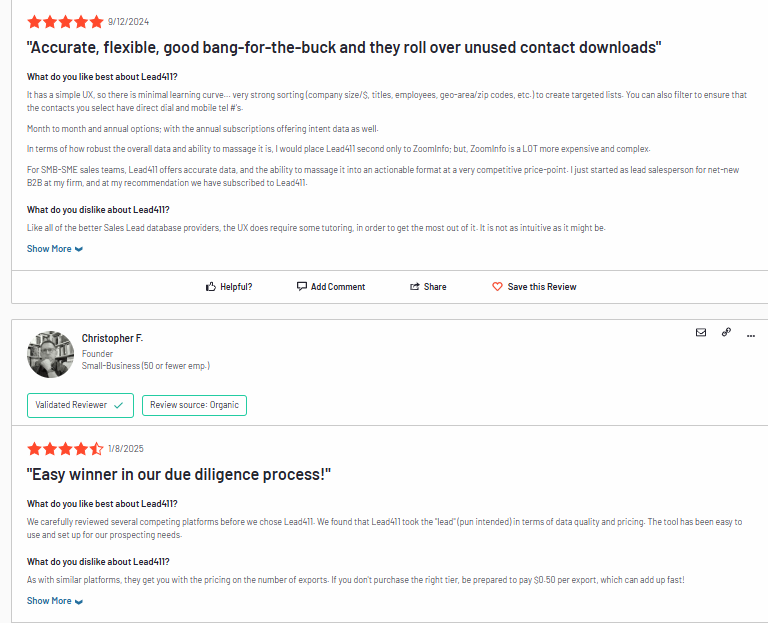 Lead411 Customer Reviews