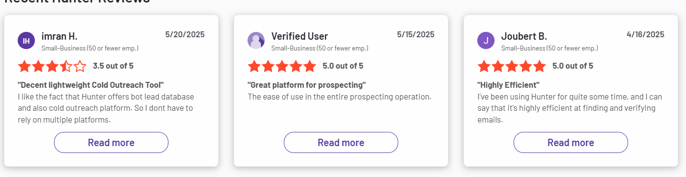 Hunter.io Customer Reviews
