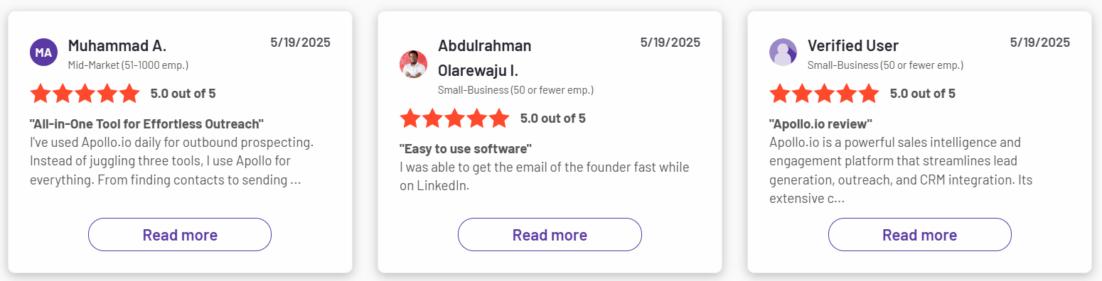 Apollo.io Customer Reviews