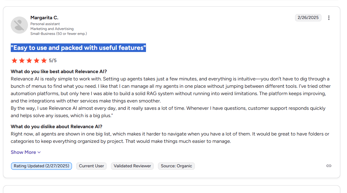Relevance AI Reviews