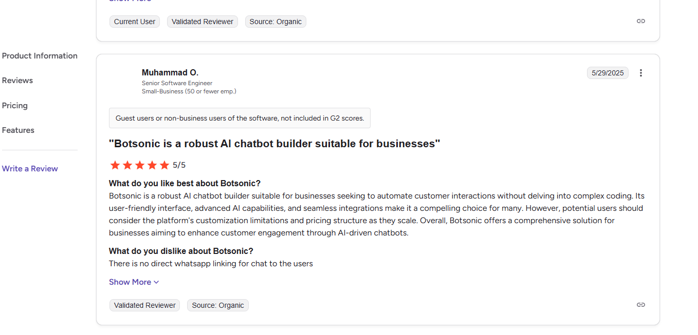 Botsonic Reviews