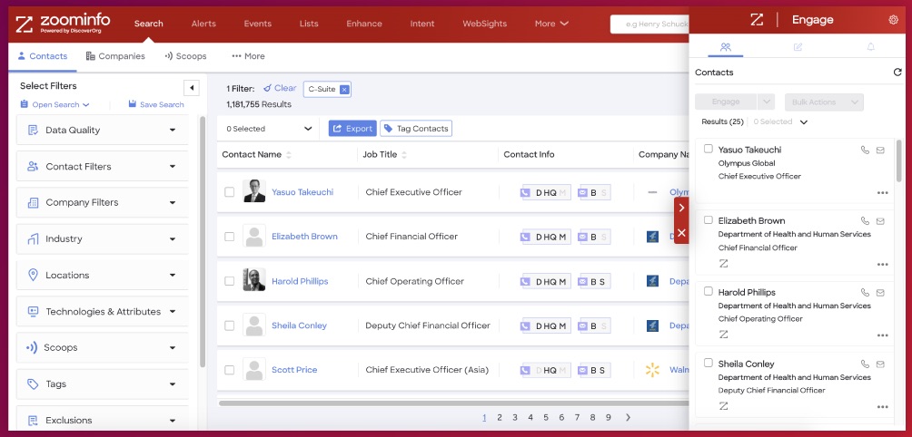 Screenshot of Zoominfo Chrome Extension