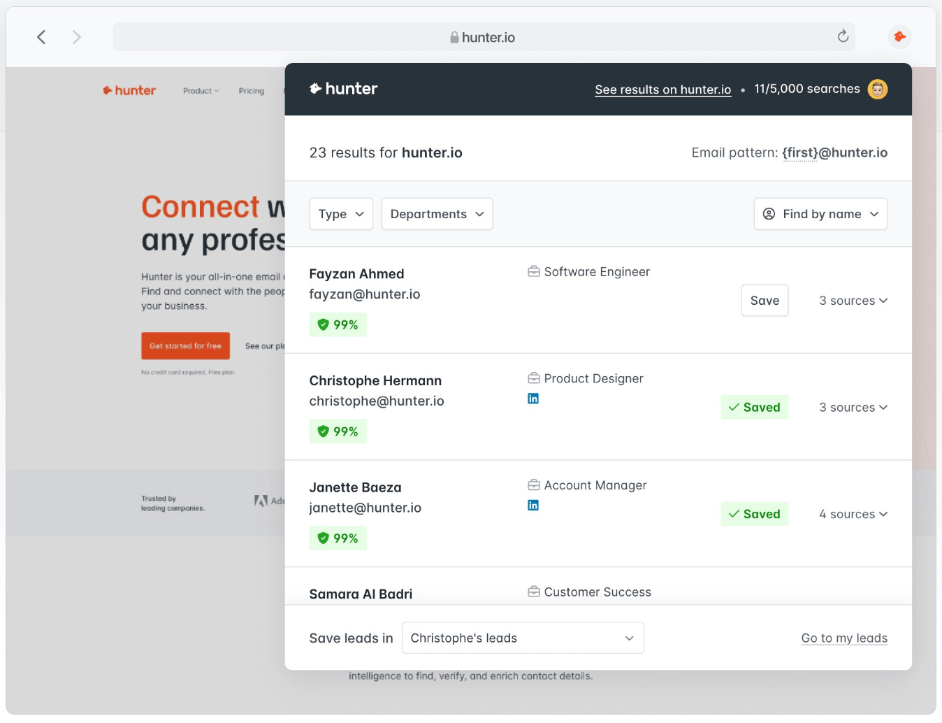 What is the Hunter.io Chrome extension?