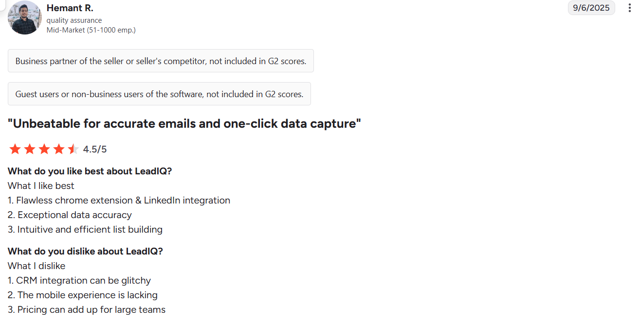 Unbeatable for accurate emails and one-click data capture