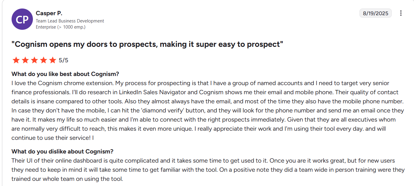Cognism opens my doors to prospects