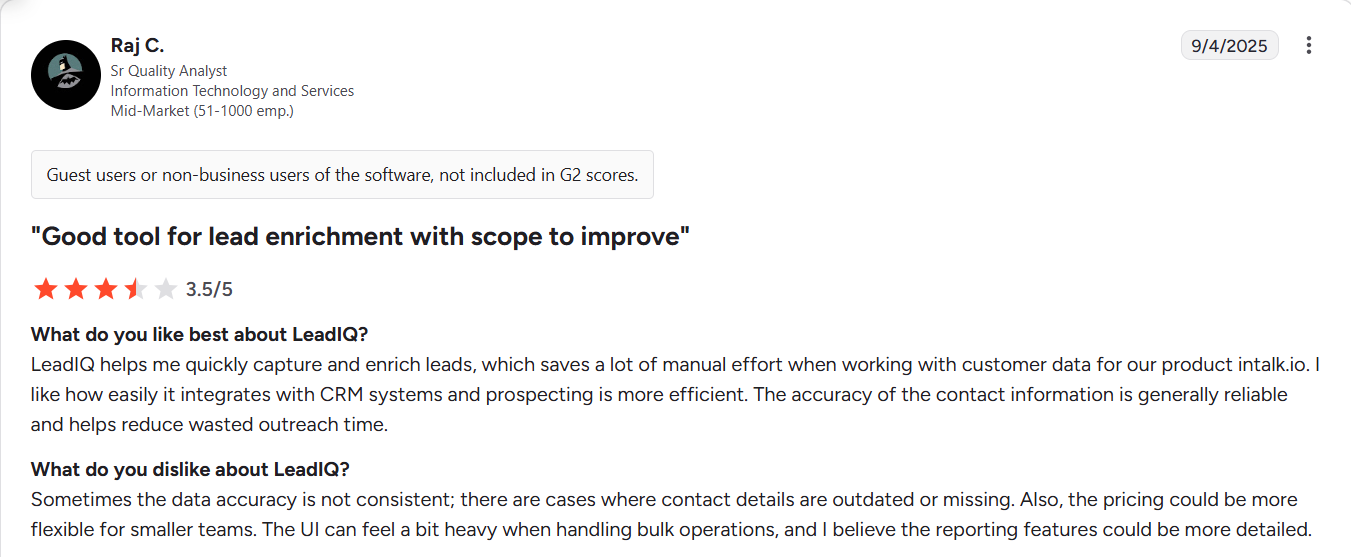 Good tool for lead enrichment withs scope to improve