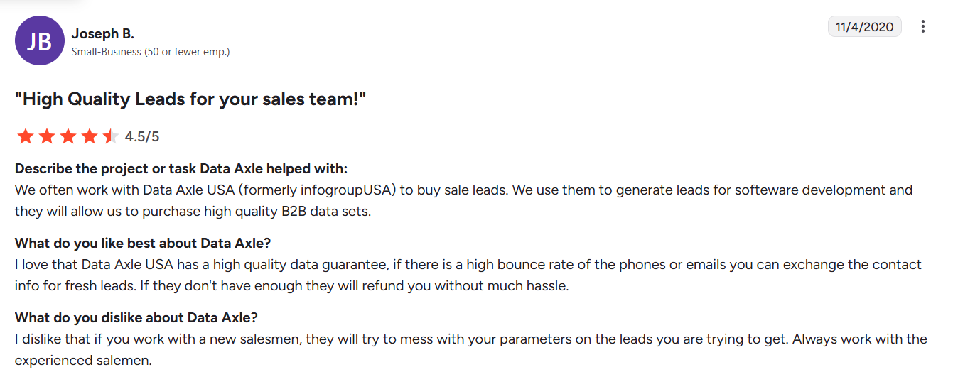 High quality leads for your sales team