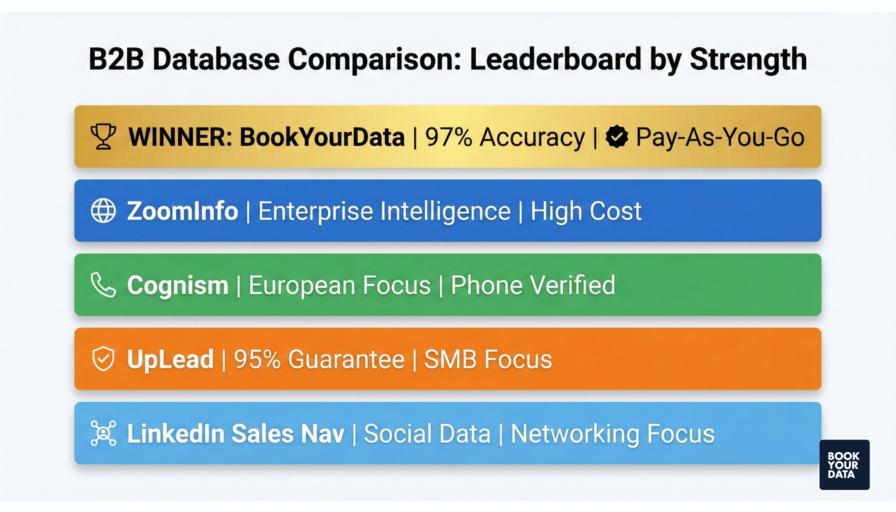 B2B Database Comparison: Leaderboard