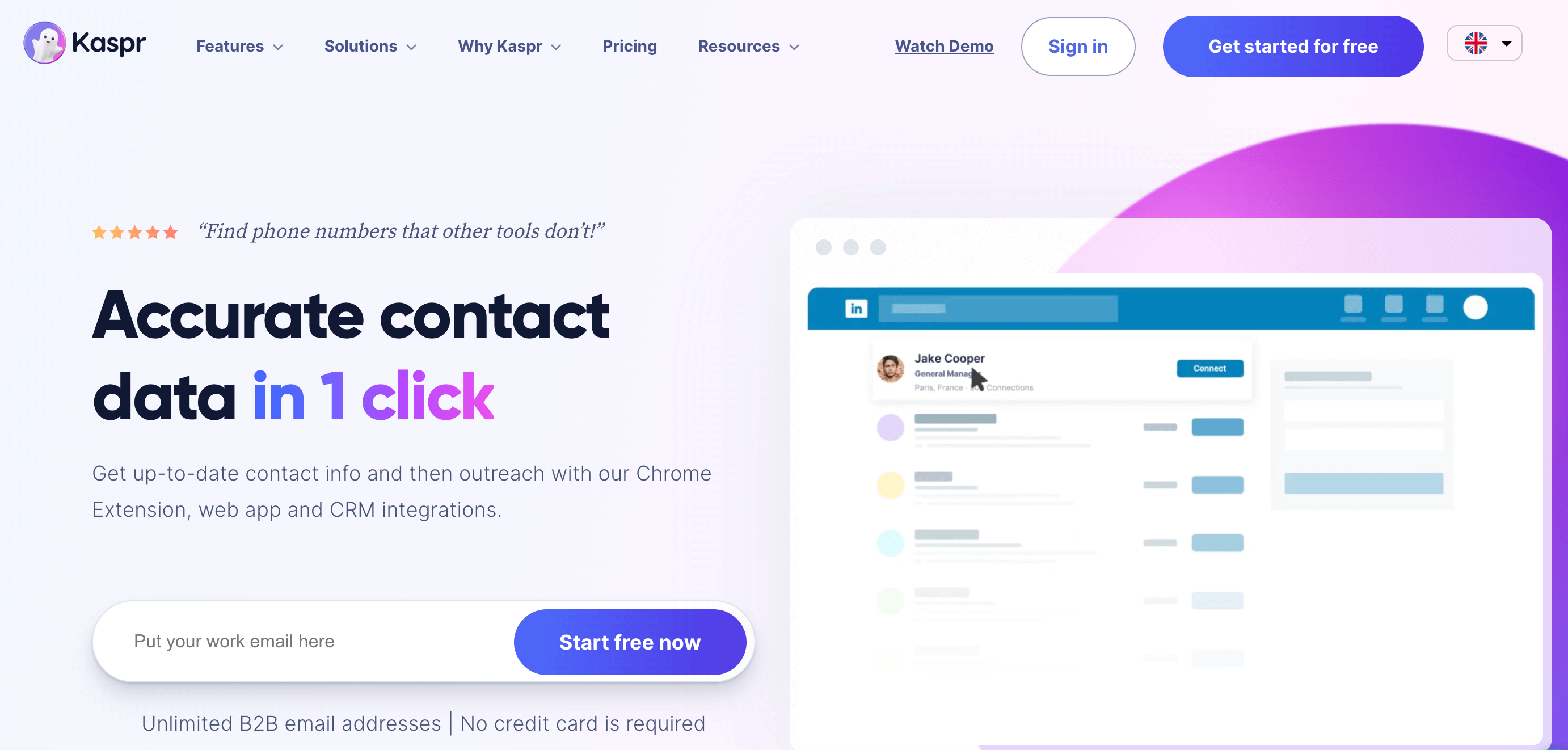 Kaspr (Best for LinkedIn Prospecting for European Markets)