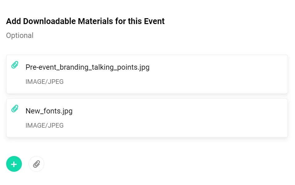 Attaching materials for an event in HowNow